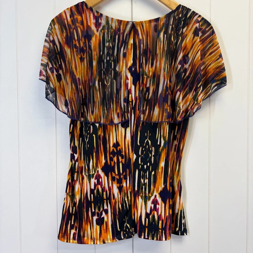 Susan Lawrence Old Money Artsy Flutter Sleeve Top Women Small Quiet Luxury Flowy